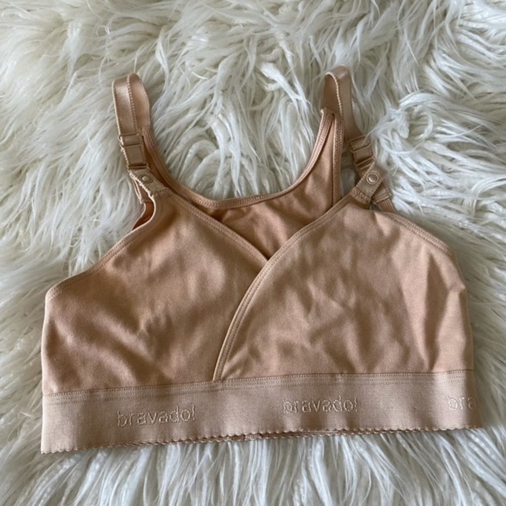 Bravado tan beige cotton nursing bra size Small